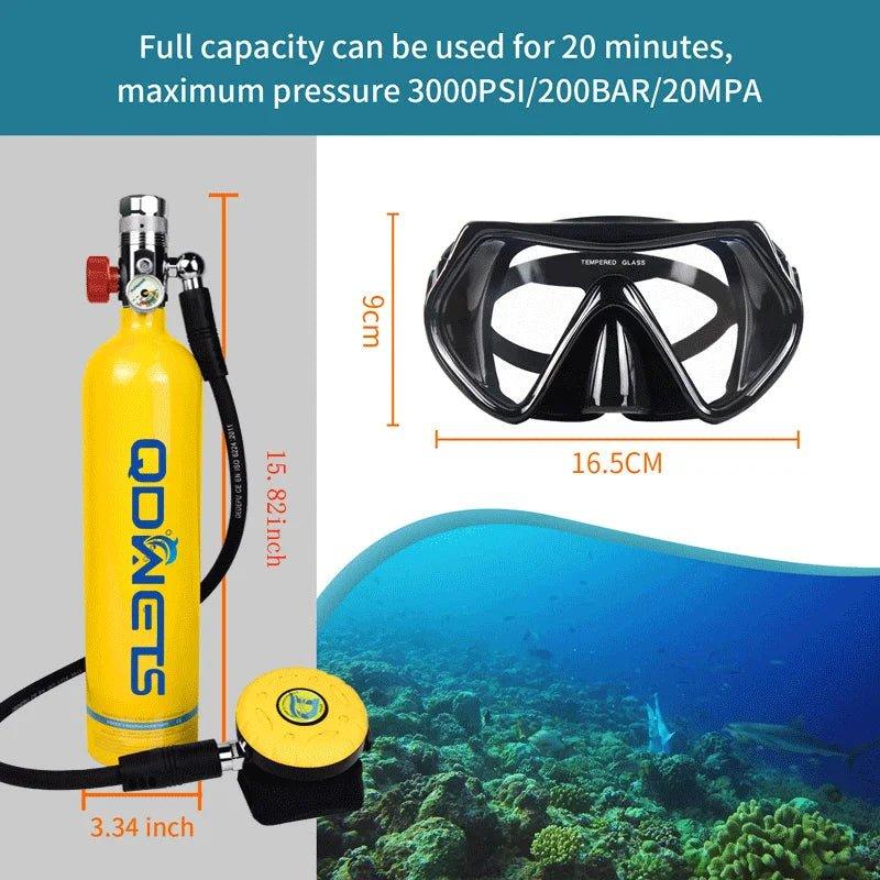 1L Diving Tank Equipment,Mini Scuba Cylinder High Pressure Air Pump with 15 - 20 Minutes Scuba Tank Refill Adapter for Unde - Balance Beat