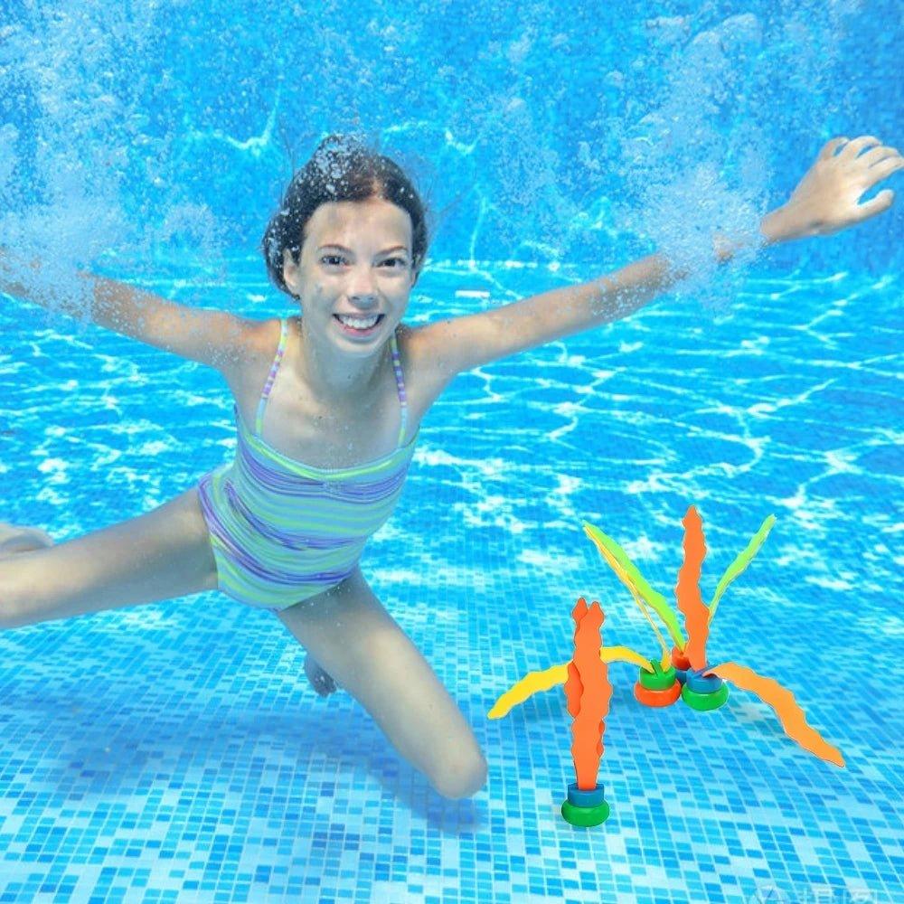 3 Piece Kids Sports Pool Toys Ocean Plant Shape Diving Toys Diving Swimming Training Pool Kids Accessories - Balance Beat