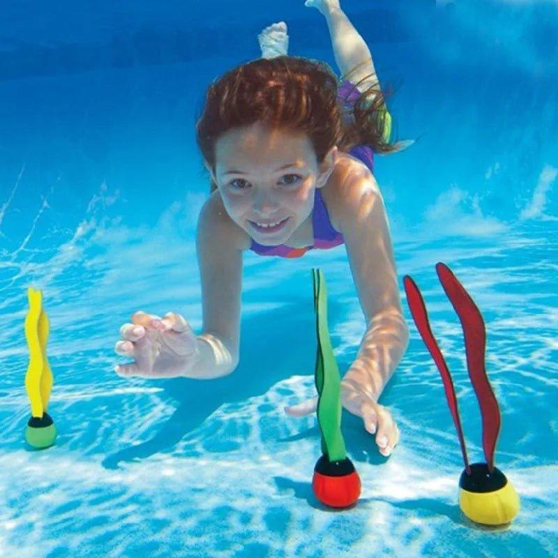 3 Piece Kids Sports Pool Toys Ocean Plant Shape Diving Toys Diving Swimming Training Pool Kids Accessories - Balance Beat