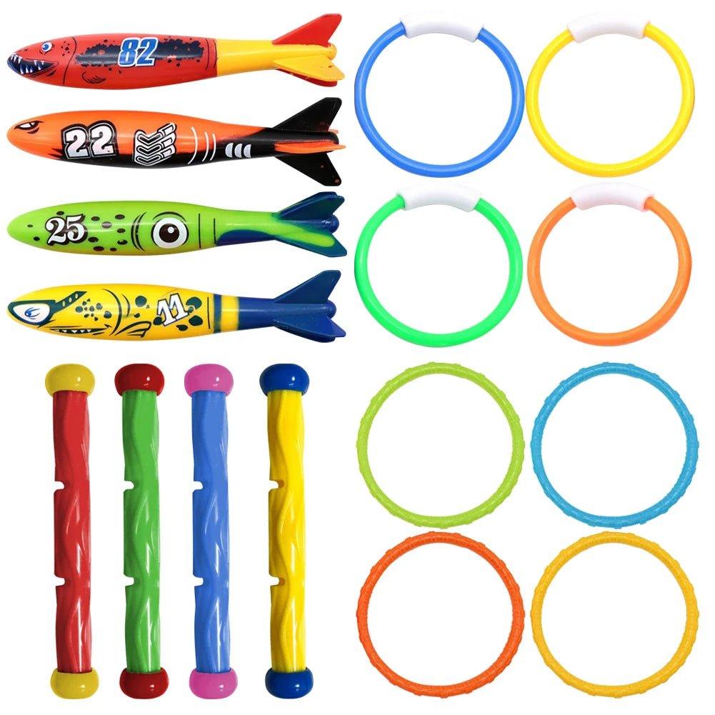 4Pcs Summer Diving Toys Plastic Children Swimming Pool Water Toys Water Grass Ring Dolphin Diving Swimming Pool Accessories - Balance Beat