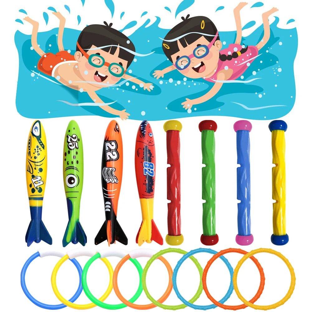 4Pcs Summer Diving Toys Plastic Children Swimming Pool Water Toys Water Grass Ring Dolphin Diving Swimming Pool Accessories - Balance Beat