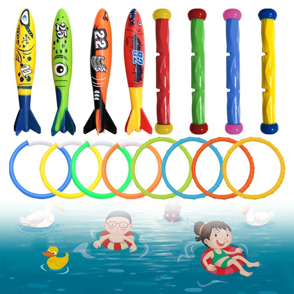 4Pcs Summer Diving Toys Plastic Children Swimming Pool Water Toys Water Grass Ring Dolphin Diving Swimming Pool Accessories - Balance Beat