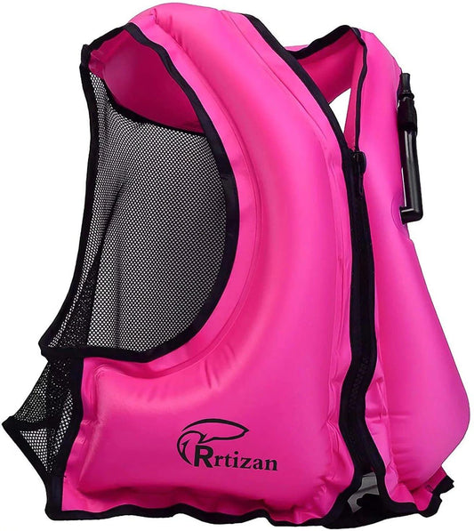 Adults Inflatable Swim Vest, Portable Snorkel Vest for Women, Buoyancy Aid Jackets, Pink, S/M - Balance Beat