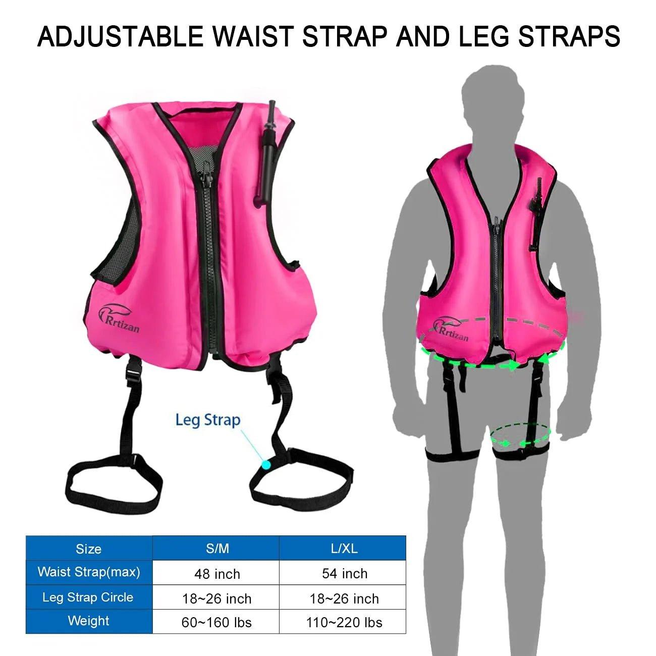 Adults Inflatable Swim Vest, Portable Snorkel Vest for Women, Buoyancy Aid Jackets, Pink, S/M - Balance Beat