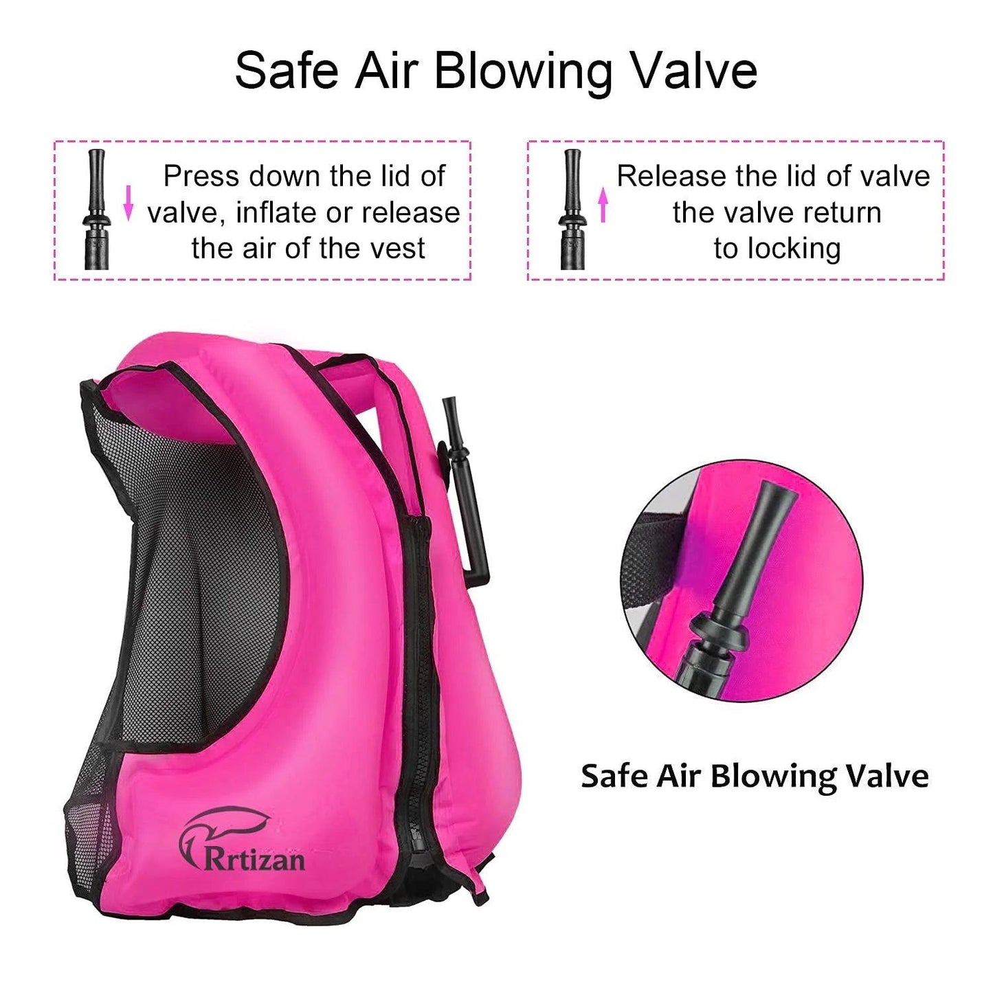 Adults Inflatable Swim Vest, Portable Snorkel Vest for Women, Buoyancy Aid Jackets, Pink, S/M - Balance Beat