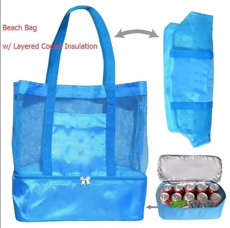 Amazon Hot Sell Outdoor Travel Tote Swimming Beach Bag Mesh Beach Bag with Cooler - Balance Beat