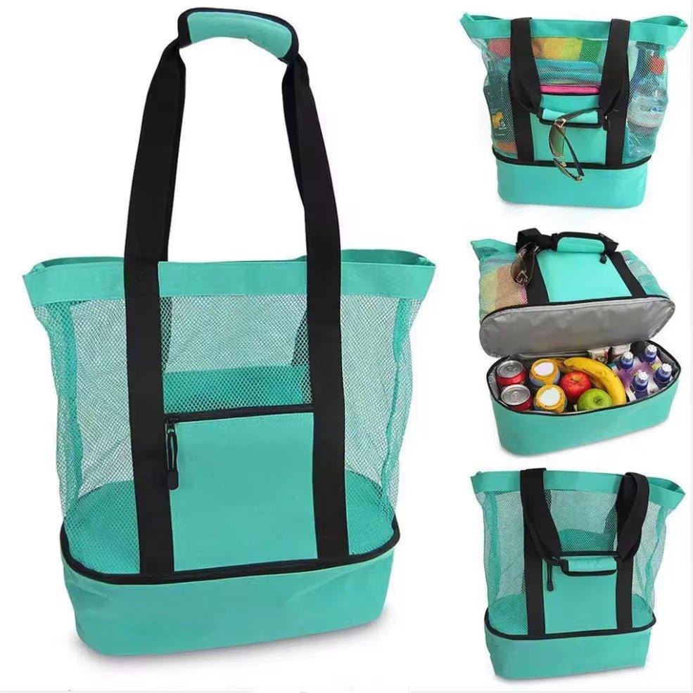 Amazon Hot Sell Outdoor Travel Tote Swimming Beach Bag Mesh Beach Bag with Cooler - Balance Beat