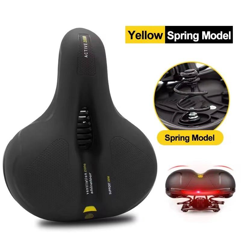 Bicycle Saddle Men Women Hollow Breathable MTB Road Bike Saddle Shock Absorbing Comfortable Seat Safety Warning - Balance Beat