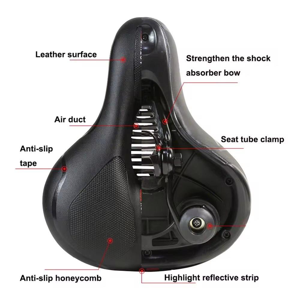 Bicycle Saddle Men Women Hollow Breathable MTB Road Bike Saddle Shock Absorbing Comfortable Seat Safety Warning - Balance Beat