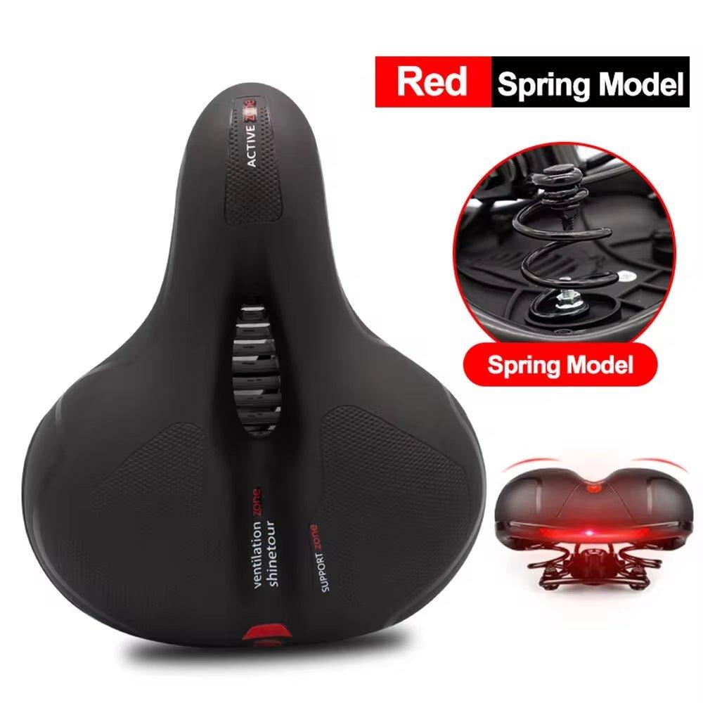 Bicycle Saddle Men Women Hollow Breathable MTB Road Bike Saddle Shock Absorbing Comfortable Seat Safety Warning - Balance Beat