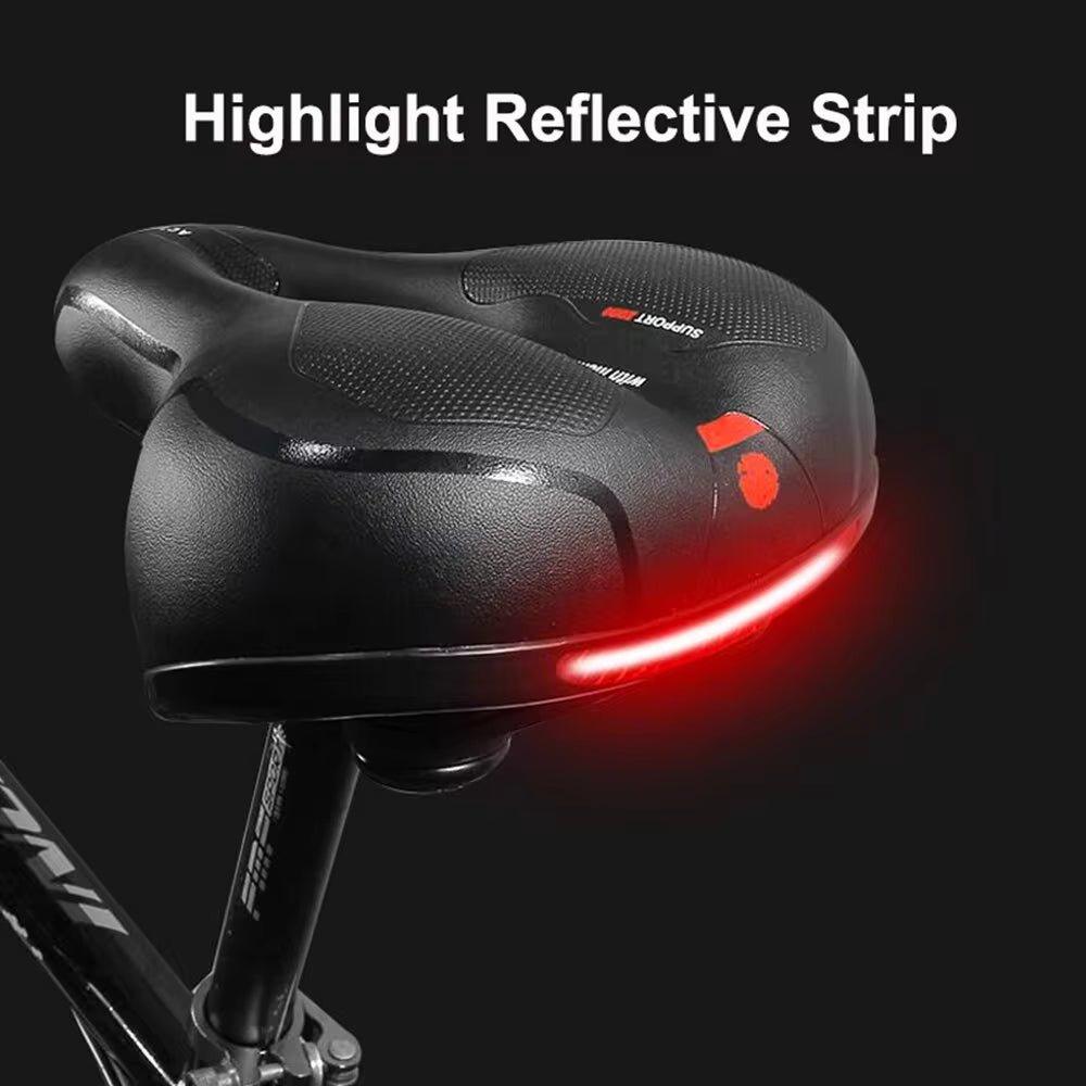 Bicycle Saddle Men Women Hollow Breathable MTB Road Bike Saddle Shock Absorbing Comfortable Seat Safety Warning - Balance Beat