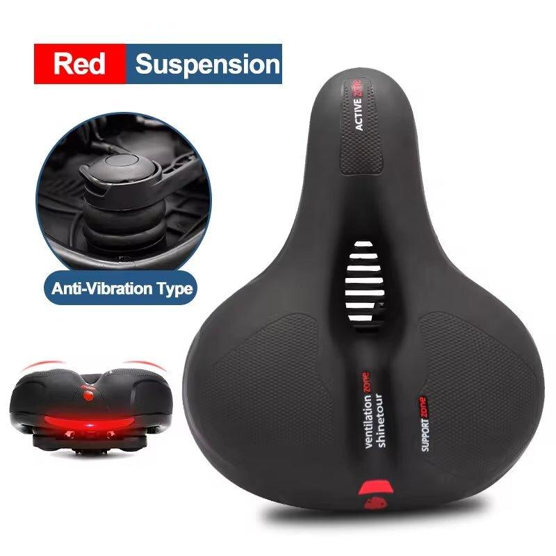 Bicycle Saddle Men Women Hollow Breathable MTB Road Bike Saddle Shock Absorbing Comfortable Seat Safety Warning - Balance Beat