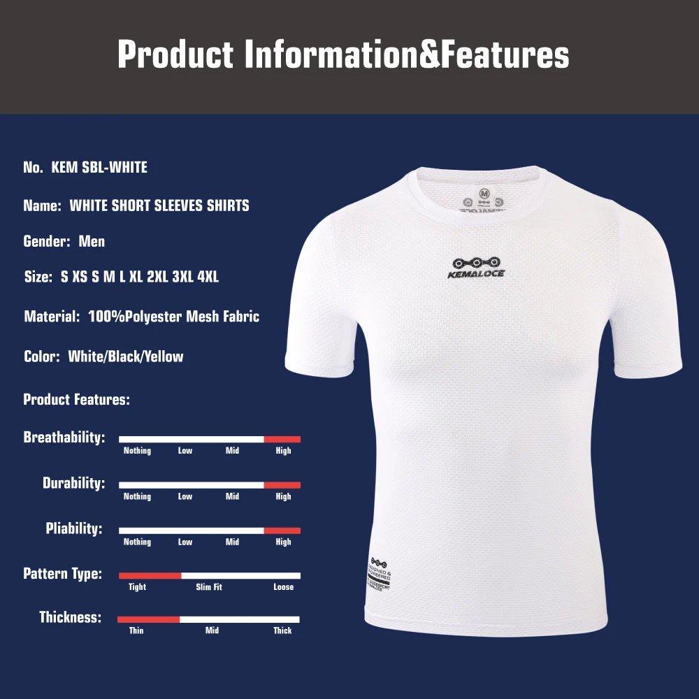 Cycling Base Layer Short Sleeve 2023 Cool Mesh White Breathable Bike Undershirts MTB Black Bicycle Base Layer - Balance Beat