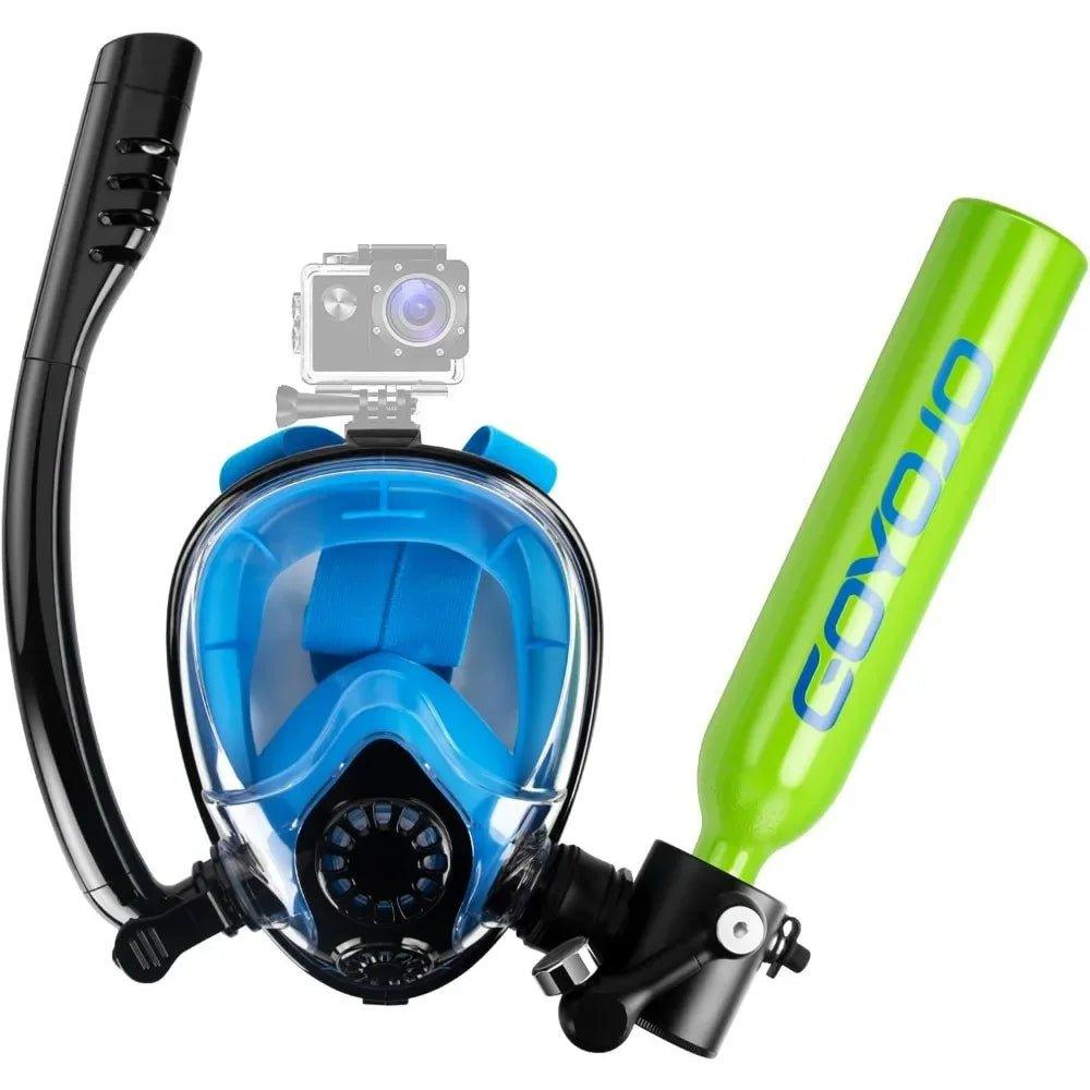 Diving Tank with Snorkel Mask 0.5L Mini Scuba Portable Lungs Oxygen Cylinder Full Face Diving Mask Underwater Breath System - Balance Beat