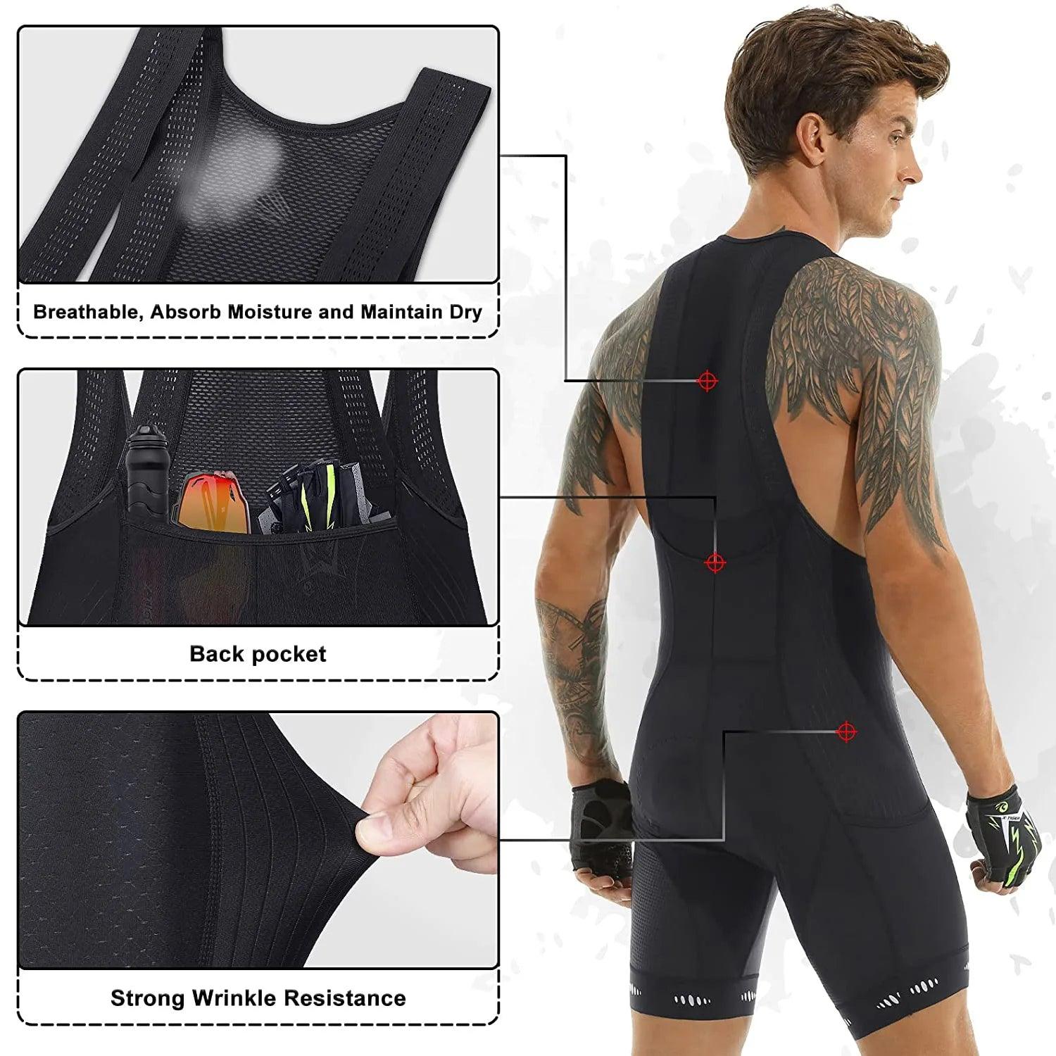 Men'S Cycling Bib Shorts with Pocket UPF 50+ Latest Generation Quick - Dry Polyester Competitive Edition Series Bib Shorts - Balance Beat