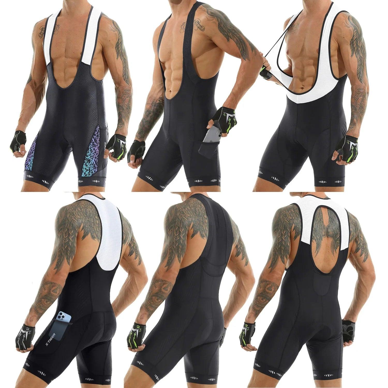 Men'S Cycling Bib Shorts with Pocket UPF 50+ Latest Generation Quick - Dry Polyester Competitive Edition Series Bib Shorts - Balance Beat