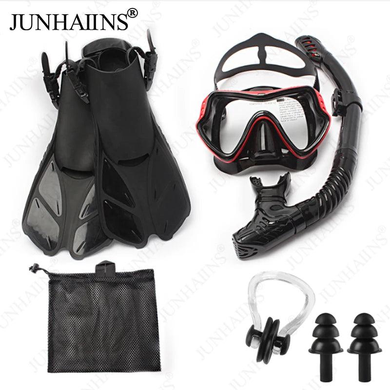 Water Sports Diving Mask Breathing Tube Adjustment Diving Fins anti Fog Three Piece Set Snorkeling Set Diving Equitment - Balance Beat