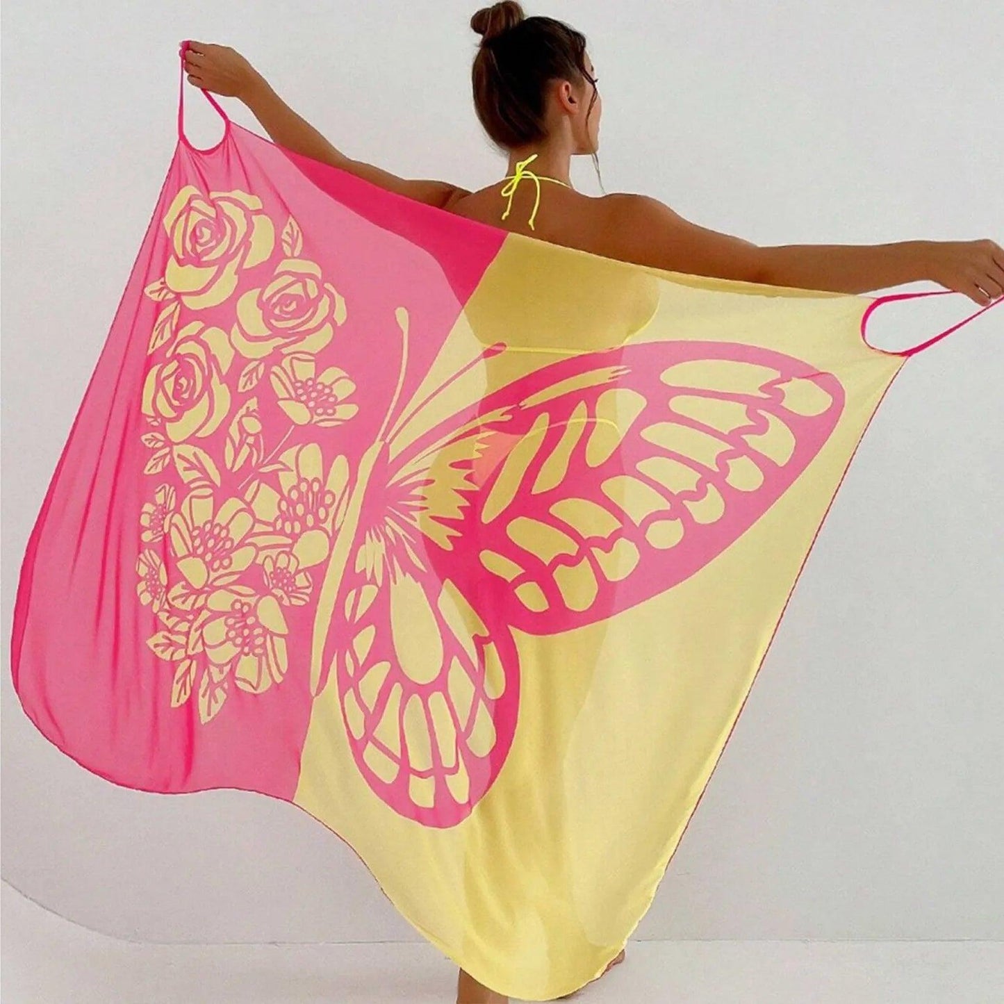 Womens' Butterfly Print Swimwear Beach Scarf Mesh Swimwear for Fine Women Female Bathing Suit Beach Wear - Balance Beat