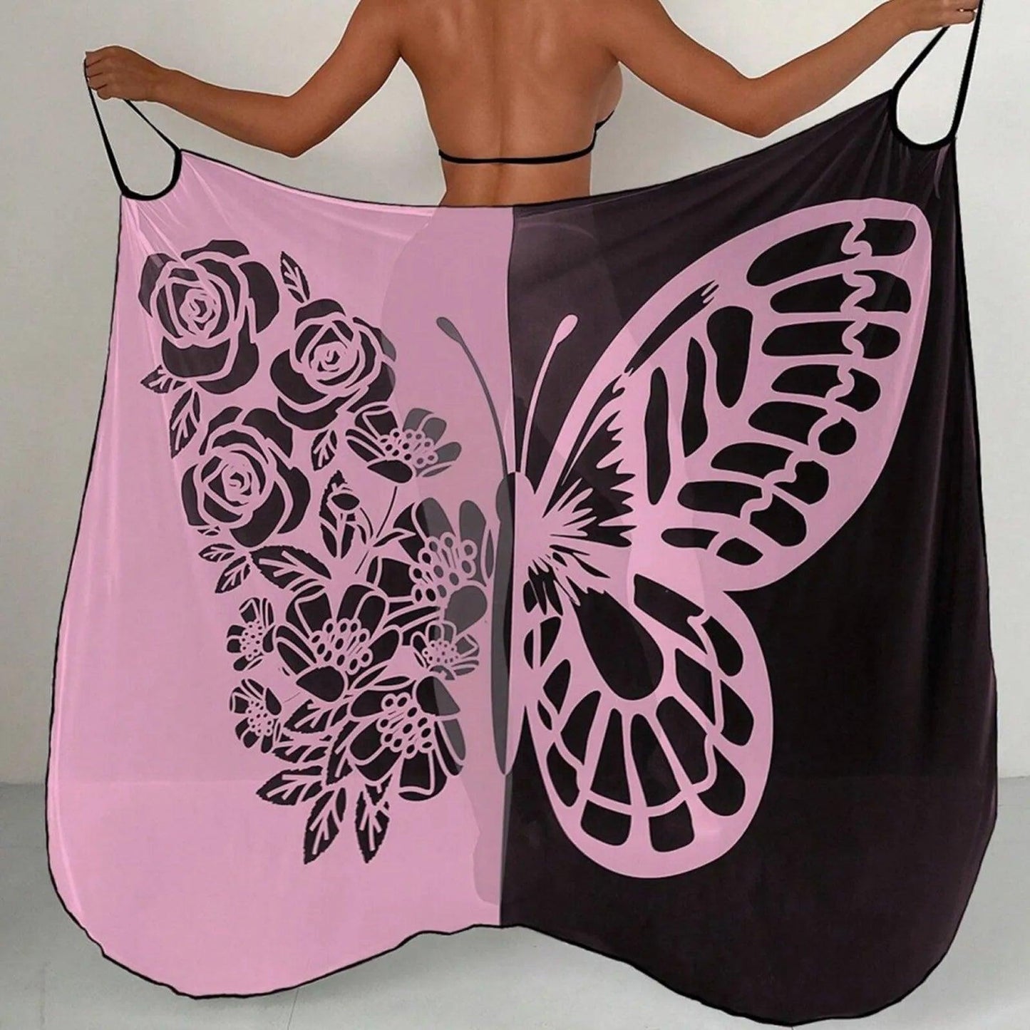 Womens' Butterfly Print Swimwear Beach Scarf Mesh Swimwear for Fine Women Female Bathing Suit Beach Wear - Balance Beat