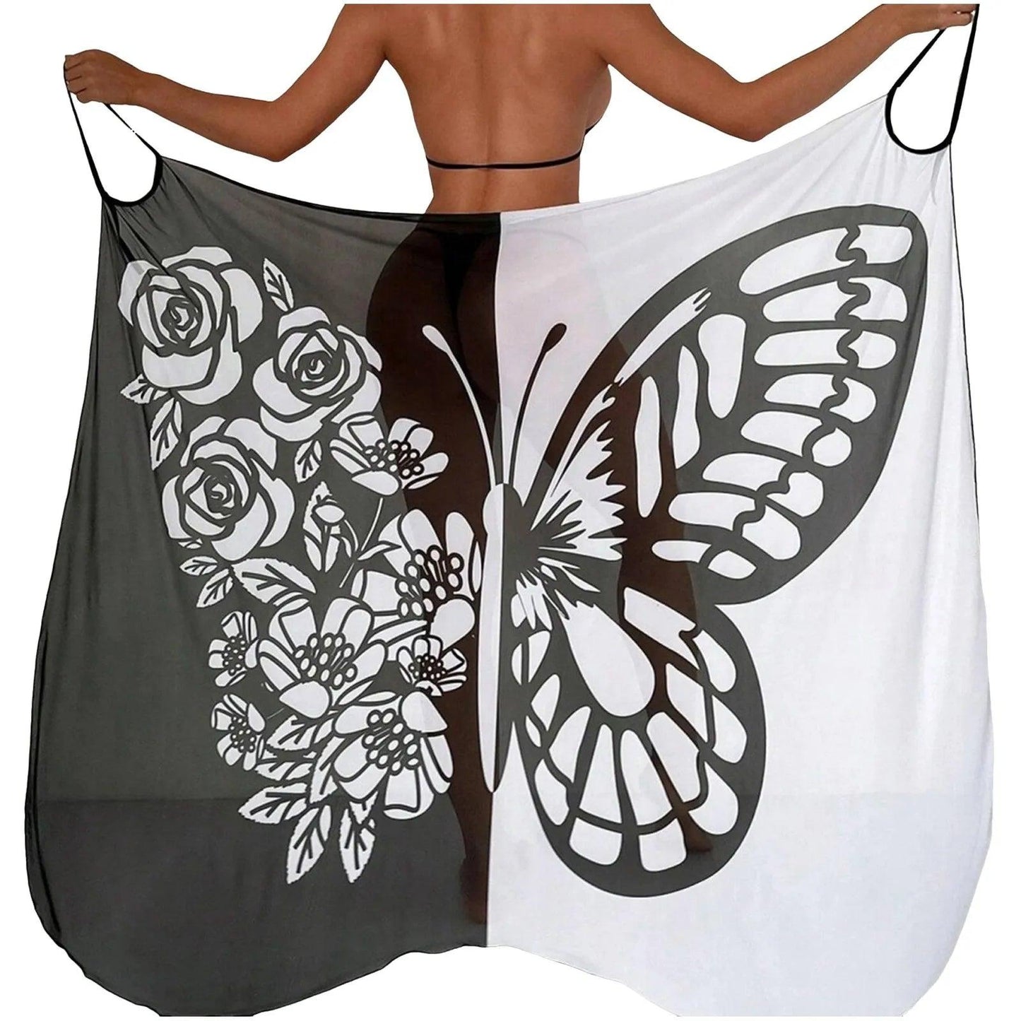 Womens' Butterfly Print Swimwear Beach Scarf Mesh Swimwear for Fine Women Female Bathing Suit Beach Wear - Balance Beat